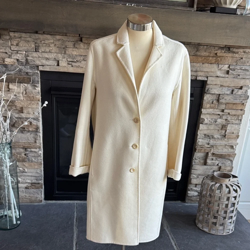GAP Women's Cream Wool Trench Coat - Picture 3 of 13